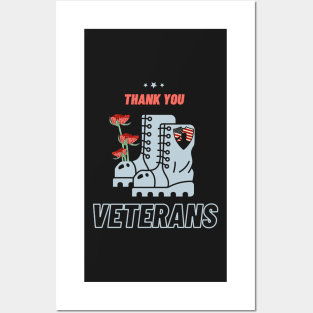 Thank you veterans combat boots poppy flower, Veterans Day Gifts Posters and Art